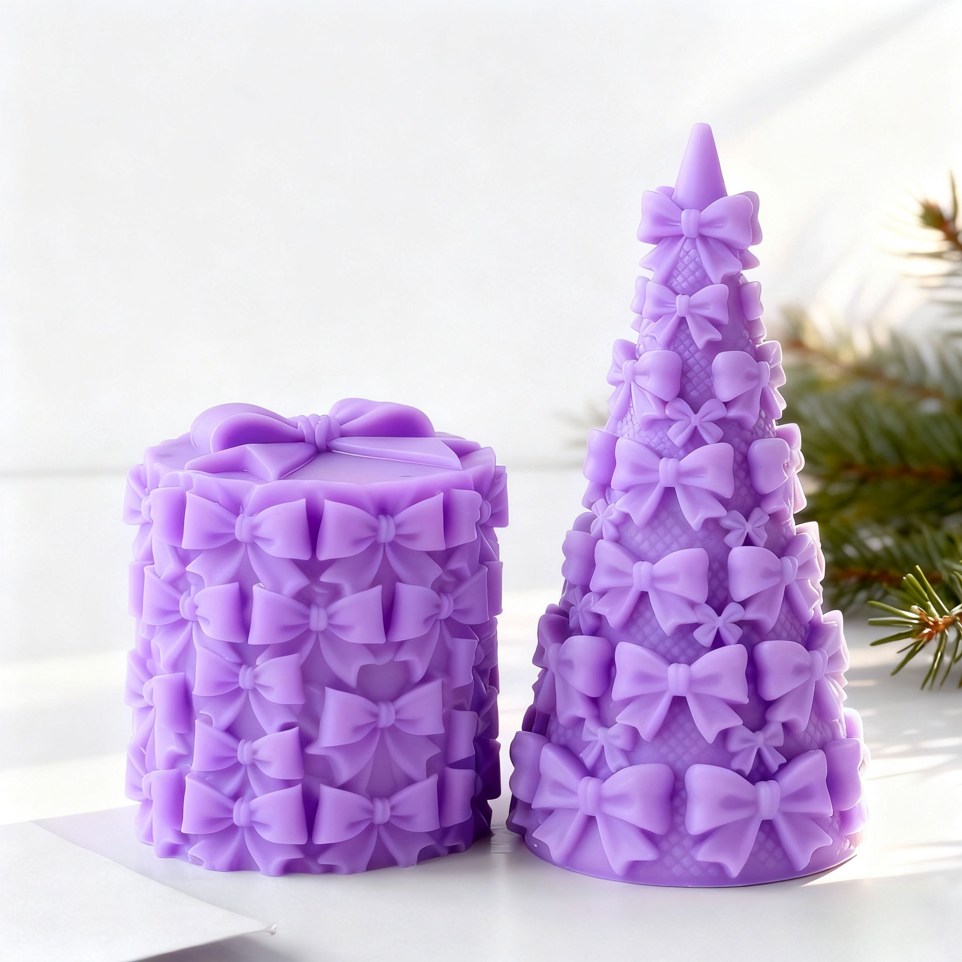Kraft Box Candle - 3D Bow Tie Christmas Tree Gift