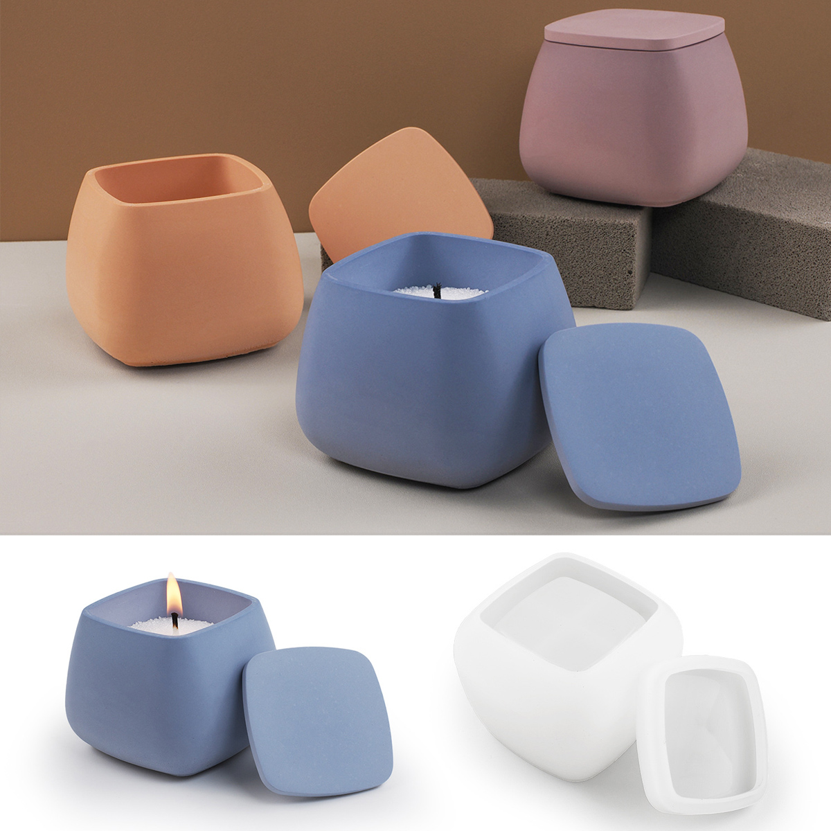 Square Candle Jar Silicone Mol - Kraft Box Candle 评论和价格