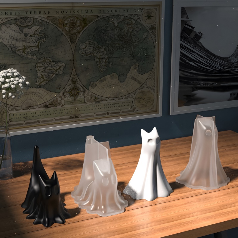 Ghost Cat Halloween Desktop Or - Candle Making Tools 评论和价格