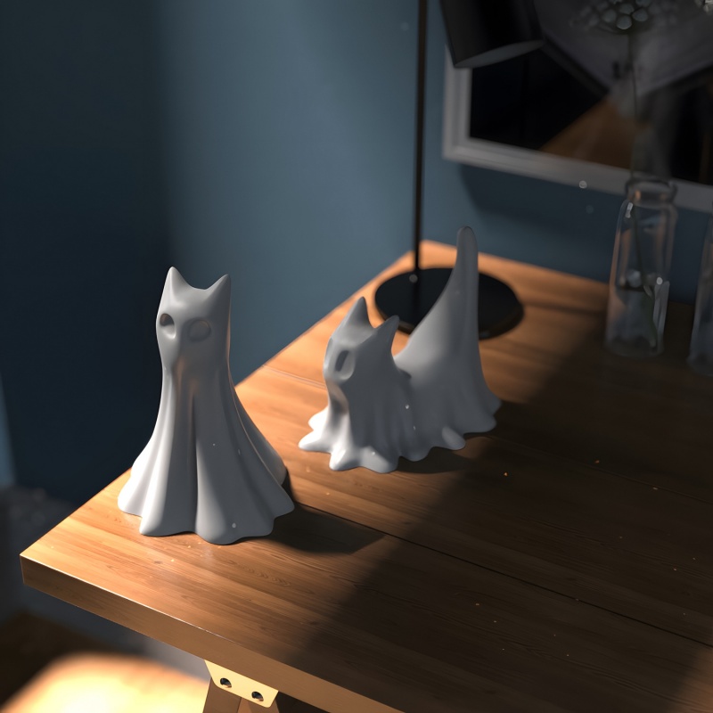 Ghost Cat Halloween Desktop Or - Candle Making Tools 评论和价格