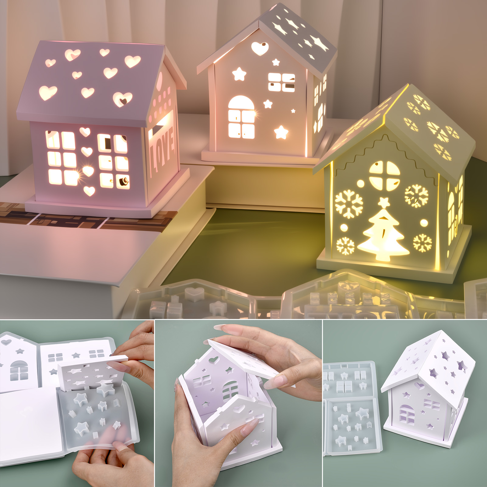 3D House Silicone Mold DIY Chr - Candle Making Tools 评论和价格