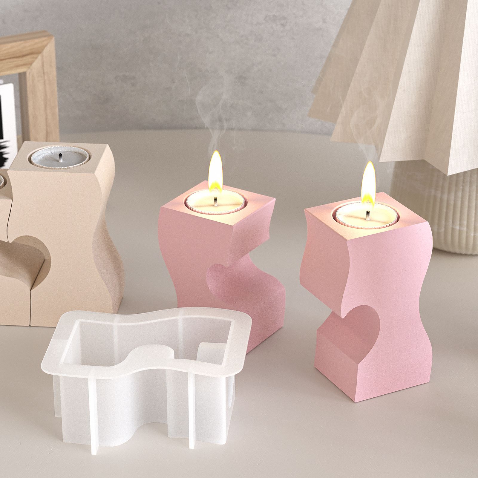 S Heart Candlestick Silicone M - Candle Making Tools 评论和价格
