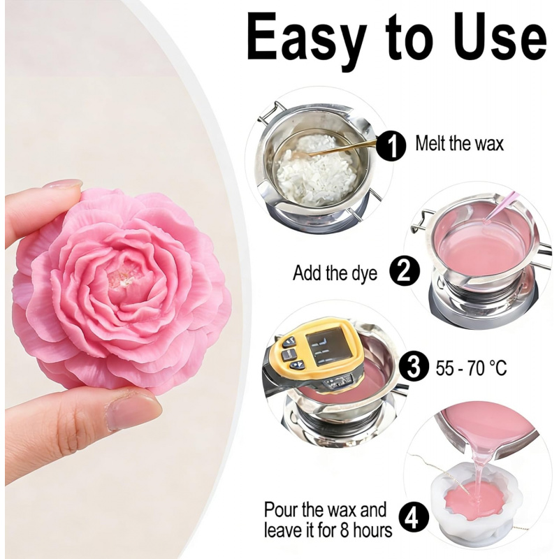 5Flower Candle Mold Set，3D Flo - Candle Making Books For Beginners 评论和价格